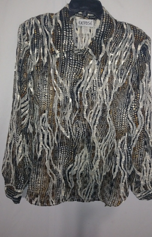 Expose L Shimmering Black Gold Top
